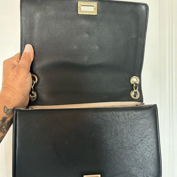 VALENTINO-AUTHENTIC • Black and Gold Shoulder/Crossbody Bag • Medium - Picture 8 of 13